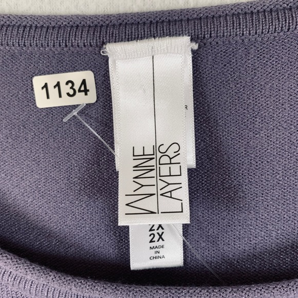 NWOT WynneLayers Women's V-Neck Pocket Boxy Pullover Sweater Purple Plus Size 2X - Picture 3 of 15